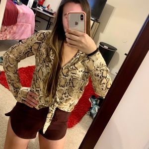 American Threads Snakeskin Tie Button Top